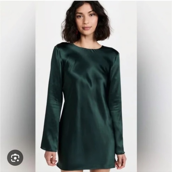 Klesis Elegant Green Satin Dress i - Picture 1 of 10